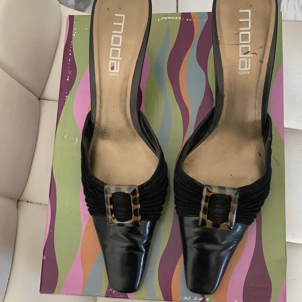 MODA SPANA BLACK SUEDE MULES 9.5